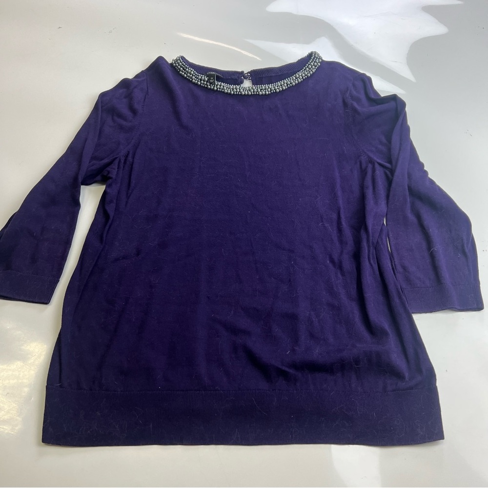 Talbots Purple Beaded-Neck Sweater
